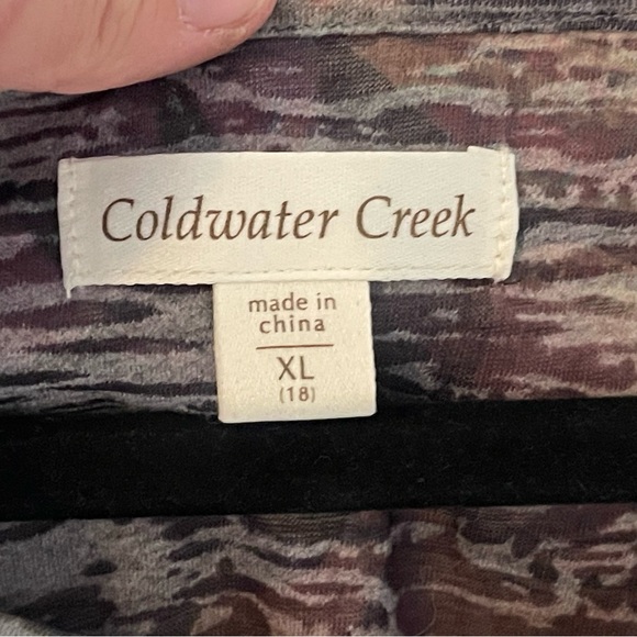 Coldwater Creek Women's Purple and Cream Long Sleeve Top XL - Picture 2 of 3
